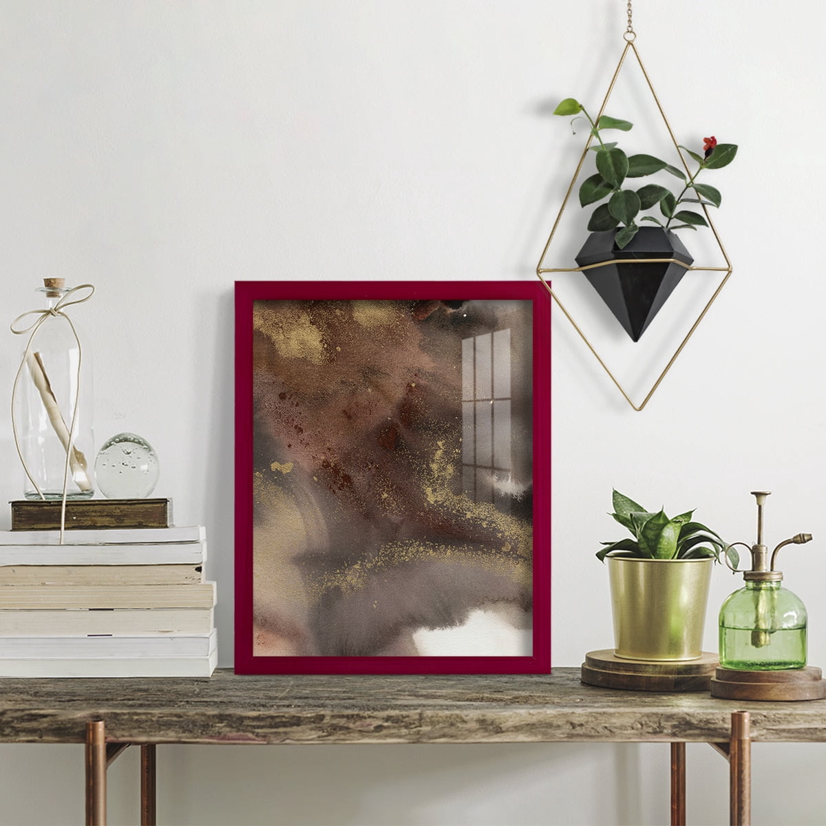 Mountain Seasons IV - Framed Print w/glass - Cherry Red