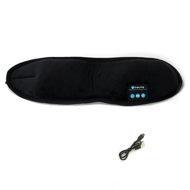 Bearachild Auricular recargable USB Máscara para dormir Viajar Camping Descansar Máscara para ojos compatible con Bluetooth con micrófono Cables de audio/vídeo Negro