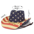 thumbnail image 4 of Bainana American Flag Cowboy Hat For Women Men Wide Brim Soft Retro Boho Style Sun Hat For Independence Day Theme, 4 of 8