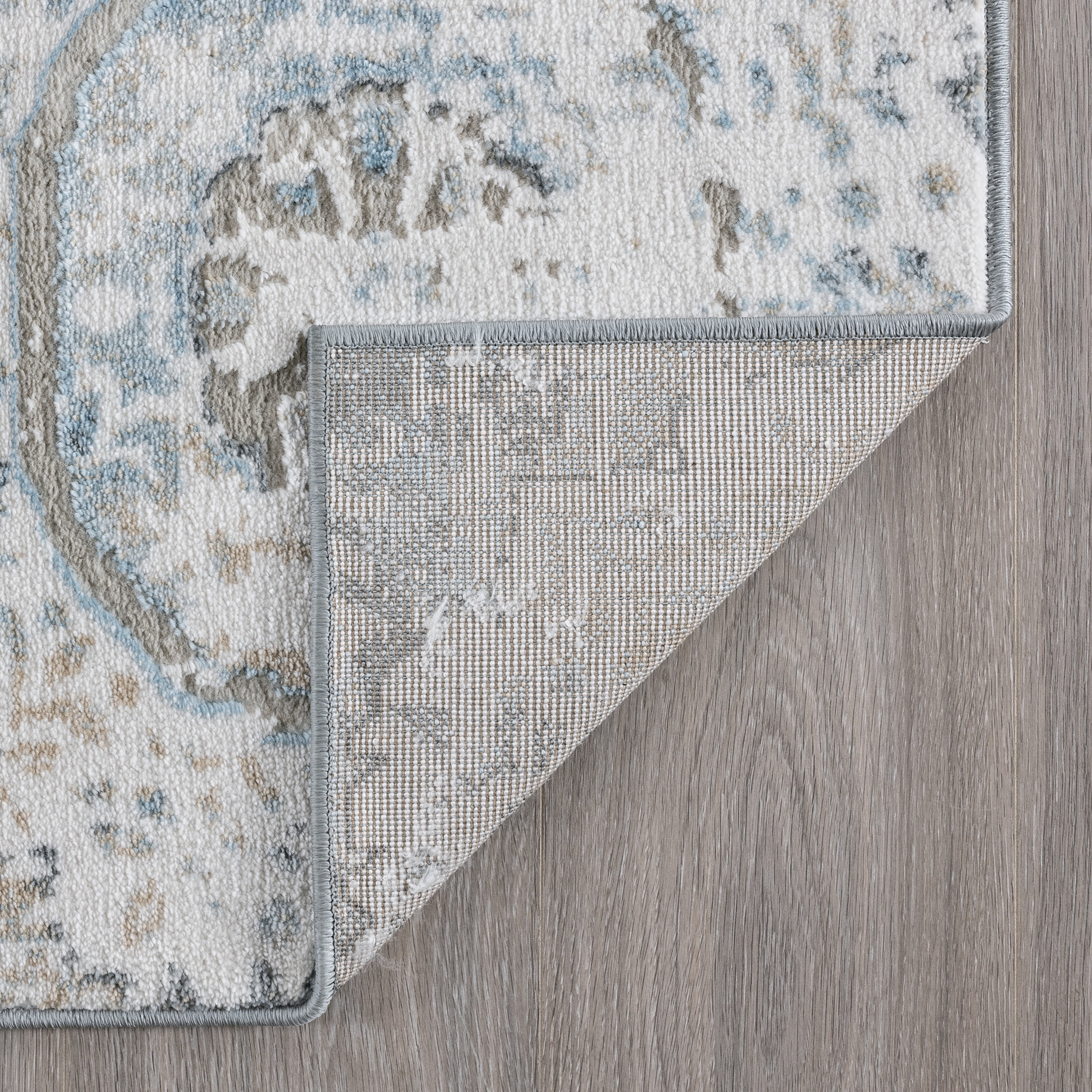 Transitional 5x7 Area Rug (5'3'' x 7'3'') Floral Blue Living Room Easy to Clean