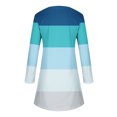 thumbnail image 4 of Robes d'Automne pour Femmes Col Rond Bloc de Couleur Robe à Manches Longues Décontractée Ample Tunique Évasée Mini Robes, 4 of 5