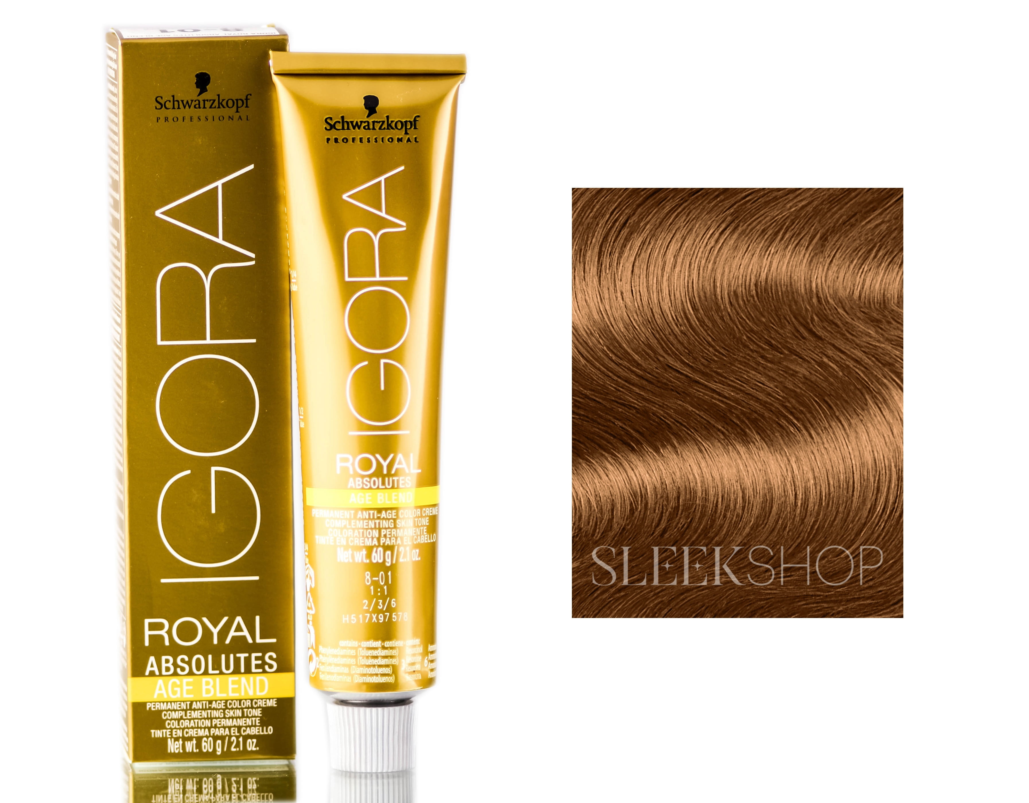 Schwarzkopf Professional Igora Royal Permanent Hair Color Creme Dye, 8-77  Light Blonde Copper Extra, 2.1 oz