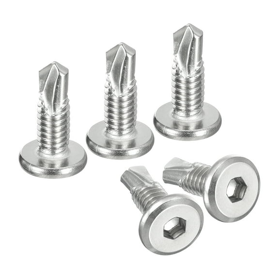 150pack Hex Socket Self Tapping Screws, 1/4" x 3/4" Flat Head Drilling Screw Silver