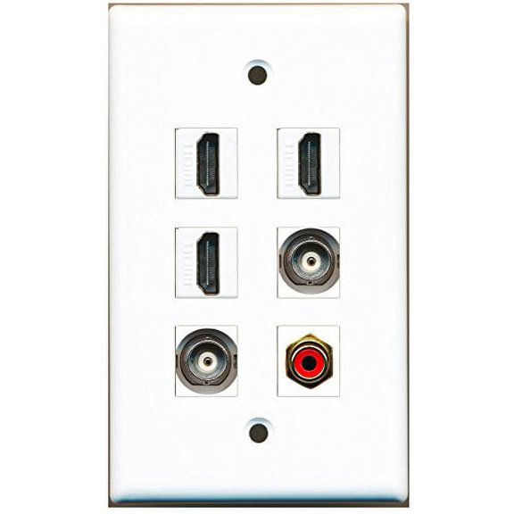 RiteAV - 3 HDMI 1 Port RCA Red 2 Port BNC Wall Plate