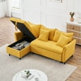 thumbnail image 4 of Corduroy L-shaped Sofa with 2 Throw Pillows, 3-Seat Convertible Sofa Bed with Reversible Storage Chaise, Pull-Out Sleeper Sofa Bed for Small Space, Living Room, Office, Yellow, 4 of 5