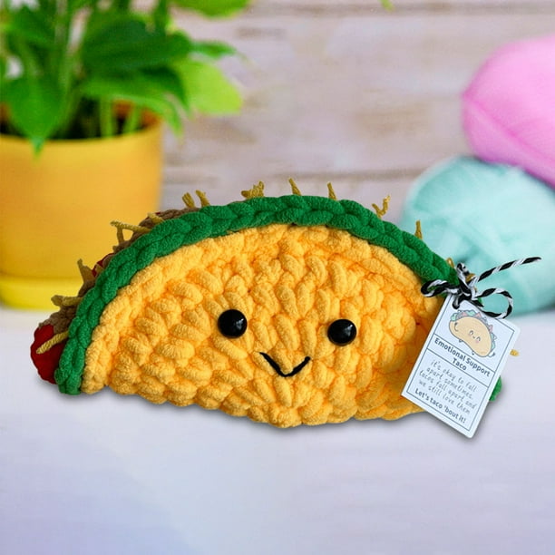 Juguete Tejido Con Patatas Fritas Positivas Con Tarjeta Positiva, Hamburguesa De Lana, Muñeco De Ganchillo Inspirador, Regalo De Aliento Para Fiesta De Amigos