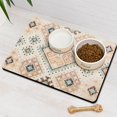 thumbnail image 3 of Boho Retro Floral Pet Feeding Mat-Absorbent Pet Placemat for Food and Water Bowl, with Waterproof Rubber Backing, Quick Dry Water Dispenser Mat for Dog and Cat (16"x24"), 3 of 7