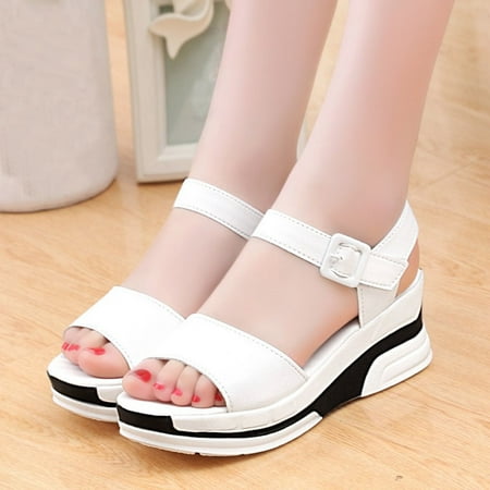

Hvyesh Women Espadrille Dressy Platform Wedge Sandals Cork Buckle Ankle Strap Open Toe Slingback High Heel Summer Shoes