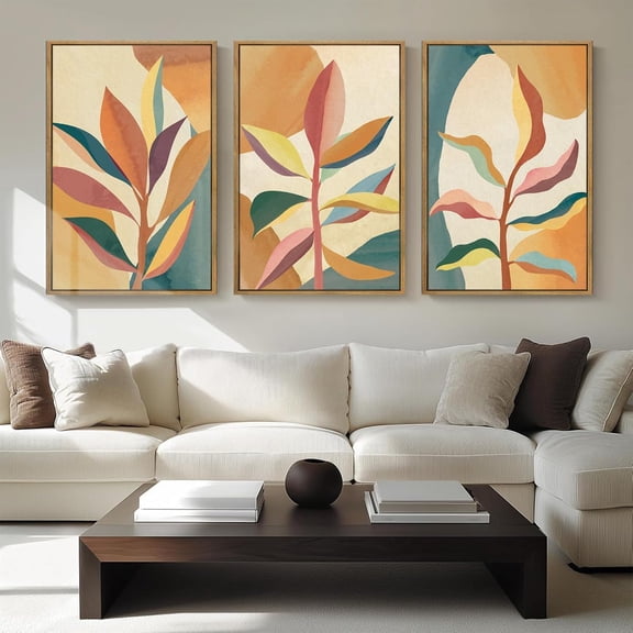 FCCUYE Neutral Abstract Wall Art Beige Large Wall Decor Boho Mid Century Modern Artwork Art Print for Living Room Bedroom Office 24"x36" Set of 3 Gift