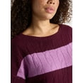 thumbnail image 4 of No Boundaries Boatneck Pullover Cable Knit Sweater, Lightweight, Women's, 4 of 5