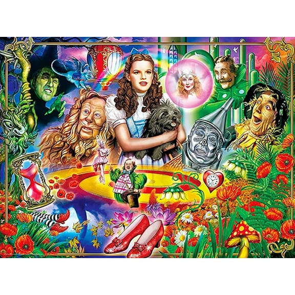 The Wizard of Oz 5D DIY Diamond Art Painting by Number Kits Cartoon 12x16 Inch for Round Full Drill Rhinestone Cross Stitch Mosaic Art for Home Wall Decoration