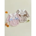 thumbnail image 3 of BemeyourBBs Girl Thanksgiving Romper Doll Collar Turkey Embroidery Plaid Jumpsuit, 3 of 9
