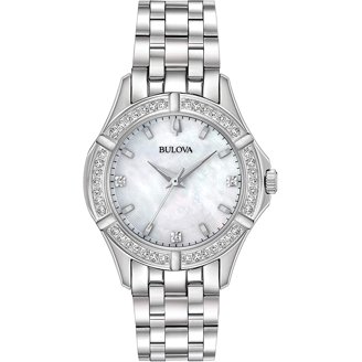 Bulova Crystal Ladies Watch 96T14 with White Mother of Pearl  display picture 1