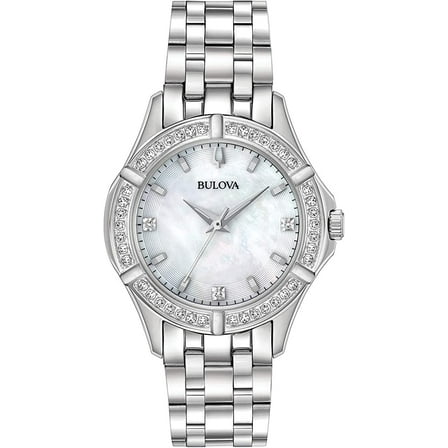 Bulova Classic Stainless Stee Diamond Ladies Watch 96R233