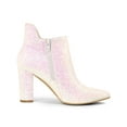 thumbnail image 3 of BLISSFUL STEP Women's Pointed Toe Cutout Block Heels Glitter Ankle Booties, 3 of 7