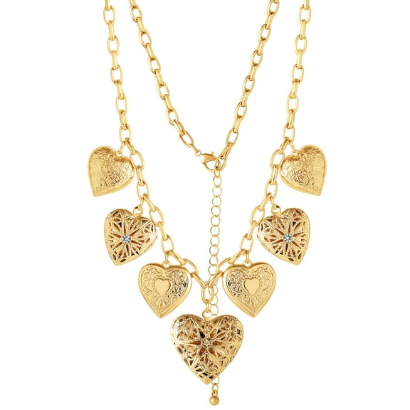 Jessica Simpson Women's Multi Heart Charm Necklace
