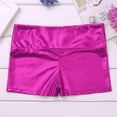 thumbnail image 4 of HULIJA Kids Girls Shiny Metallic Workout Shorts Sports Gym Dance Bottoms Rose 6, 4 of 6