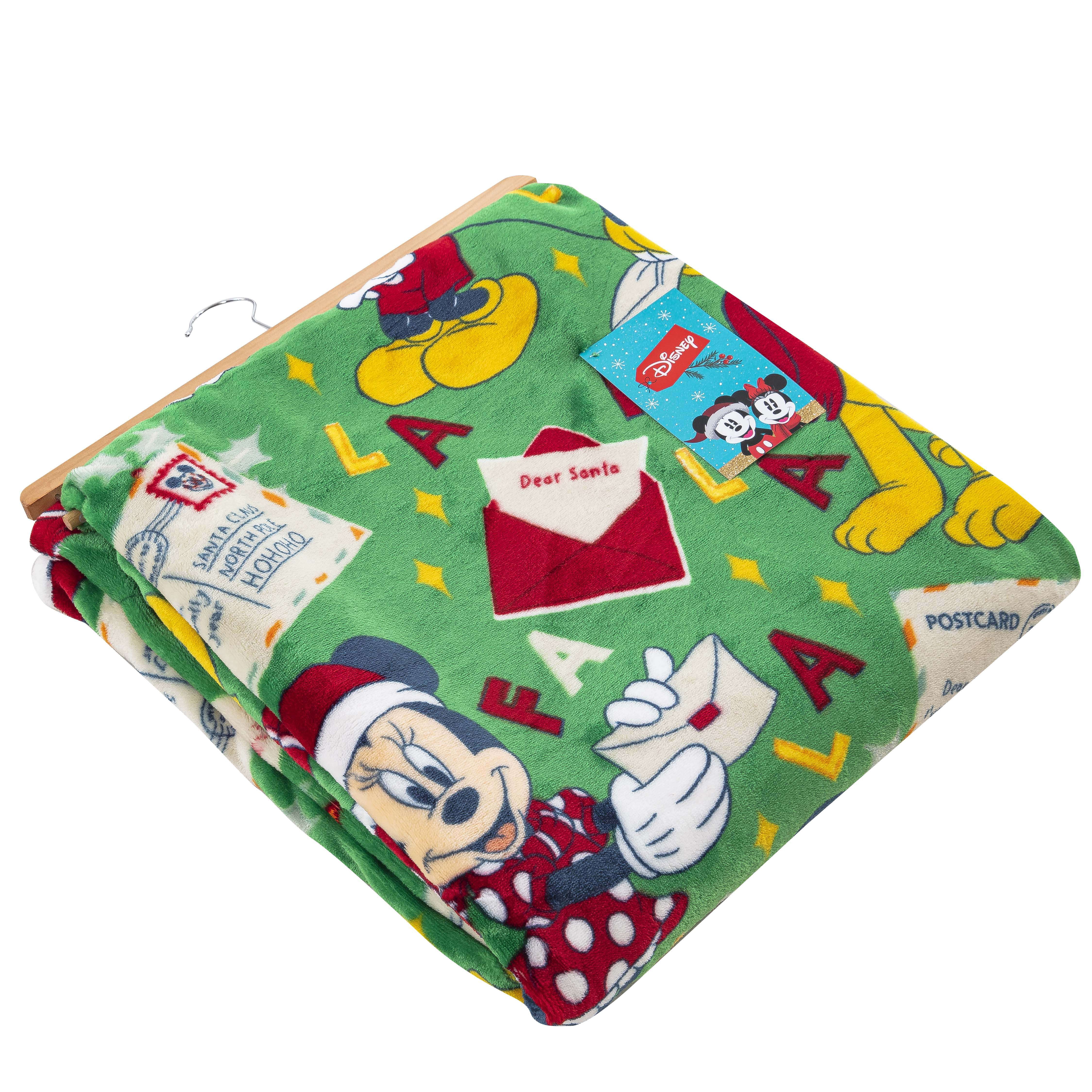 Mickey Mouse Dear Santa Disney Kids Silk Touch Throw Blanket, 50 x 70 inches Green