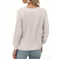 thumbnail image 4 of laiqvcdr Womens Long Sleeve Sweaters，Casual V Neck Lightweight Knit Sweater Tops, Trendy Outfits Tunic Sweaters,Beige,Womens Plus XXL, 4 of 8