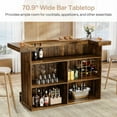 thumbnail image 4 of 4-Tier Bar Table, 70.9-Inch Large Modern Home Bar Cabinet with Wine Glass Holder and Black Footrest, Brown, 4 of 7