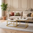 thumbnail image 2 of Square Nesting Coffee Table Set of 2 with Faux Marble Top and Metal Frame, Coffee Table Set, Suitable for Living Rooms, Apartments,White, 2 of 9