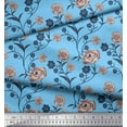 thumbnail image 3 of Soimoi Poly Georgette Tissu Feuilles & Rose Imprimé Floral 1 Yard 52 Inch Wide, 3 of 3