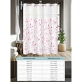 thumbnail image 6 of No Hook Cloth Fabric Shower Curtain with Snap in Liner, Pink Leaf Waterproof Shower Curtains Set with See Through Top Window, Modern Botanical Foliage Plant Country Flower Bath Curtains 72"x96", 6 of 6