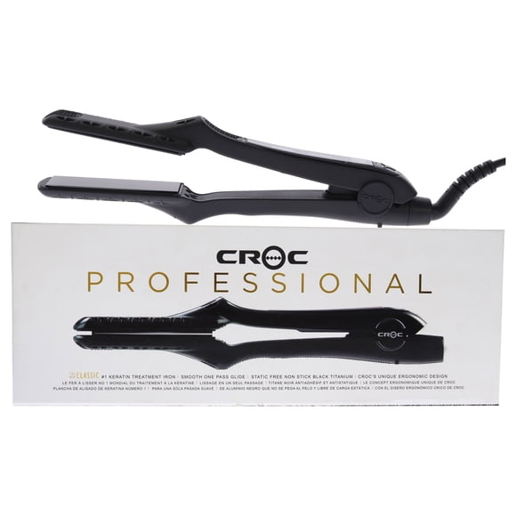 The New Classic Titanium Flat Iron - Black by Croc for Unisex - 1 Inch Flat Iron