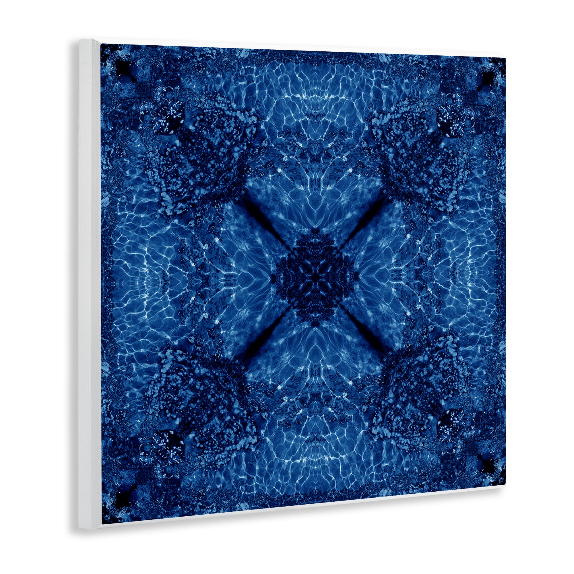 Stupell Industries Dark Blue Patterned Abstract Painting Unframed Art Print Wall Art, 12 x 12