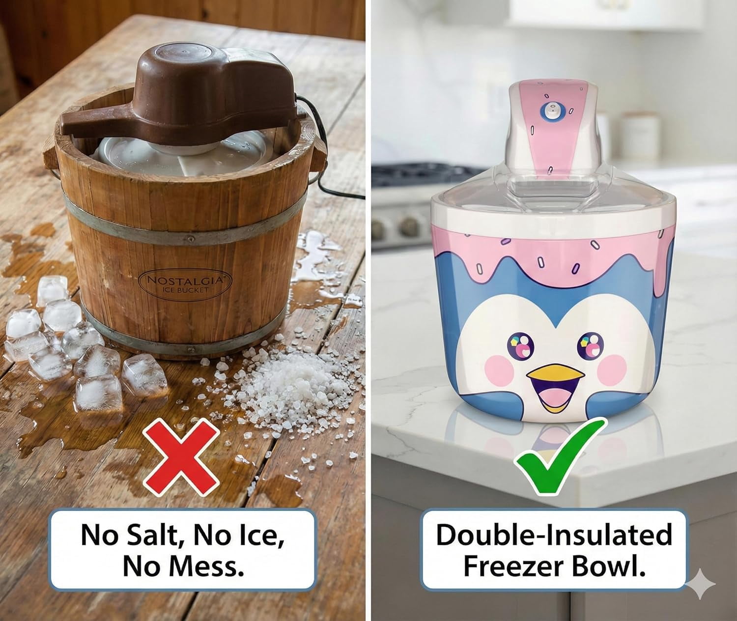 1.2 Quart Penguin Electric Ice Cream Maker Machine for Kids – Best Countertop Ice Cream Machine for Homemade Soft Serve, Sorbet, Gelato, Frozen Yogurt