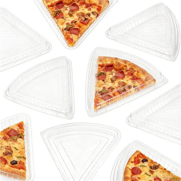 Heyingu 25Pcs Disposable Plastic Pizza Slice Boxes Fits 10”-12” Individual Pizza Containers Slice Cake Slice Containers with Lids for Cookies Food Packing