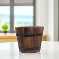 thumbnail image 4 of HEALEEP Bucket Shape Planters Outdoor Wood Barrel Planter Coffee 1Set, 4 of 8