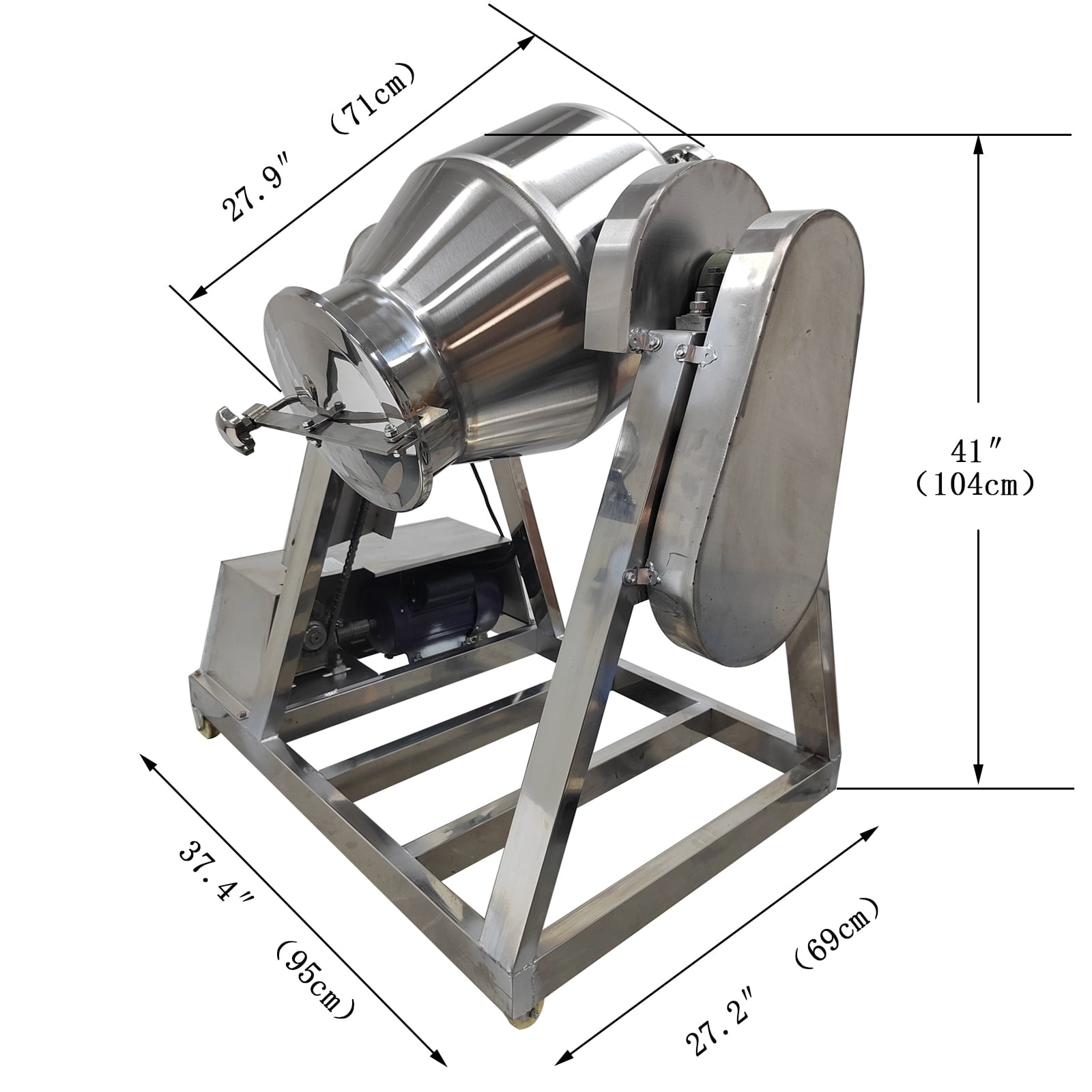 30L Drum Mixer Dry Powder Blender 360° Rotation Drum Particle Mixing Machine 110V