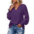 thumbnail image 2 of Hurxie Blouses for Women Dressy Casual Flowy Boho Tops V Neck Long Sleeve Shirts Spring Outfits Purple,2XL, 2 of 6