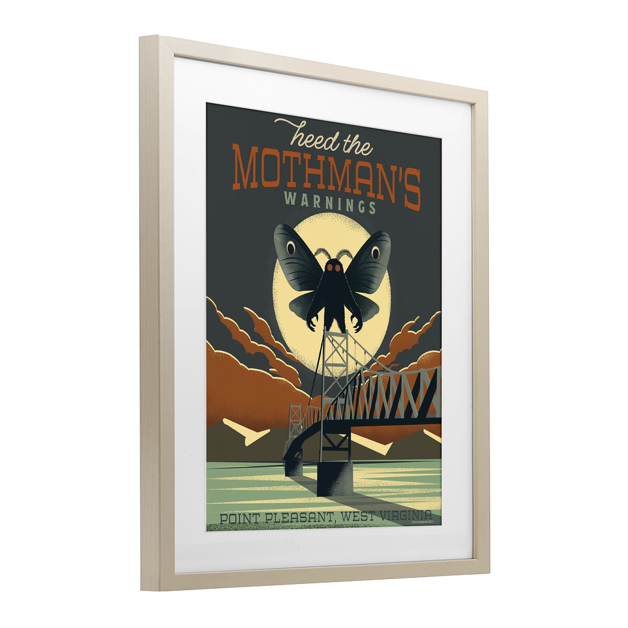 Stupell Industries Cryptid Tourism West Virginia Birch Framed Print Under Glass, design by Omar Escalante