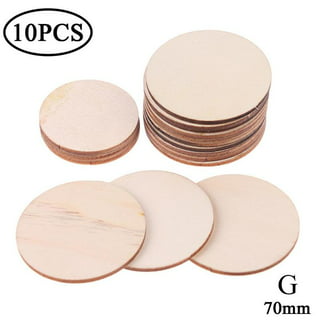10pcs Natural Wood Pieces Slice Round Unfinished Wooden Discs For