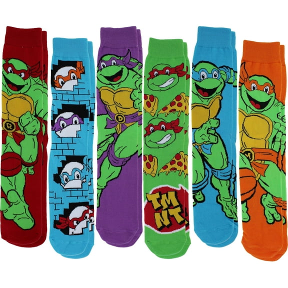 Teenage Mutant Ninja Turtles Men's Casual Crew Socks, 6-Pack, Size 8-12