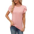 thumbnail image 2 of Bellella T-Shirt Femme Col Rond Été Manches Courtes Pull Tunique Décontractée Rose TG, 2 of 5