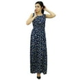 thumbnail image 3 of Bimba Women's Smocked Waist Maxi Dress Bowling Print Casual Summer Rayon Gown, 3 of 8