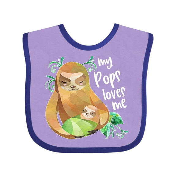 Inktastic My Pops Loves Me Cute Sloth and Baby Boys or Girls Baby Bib