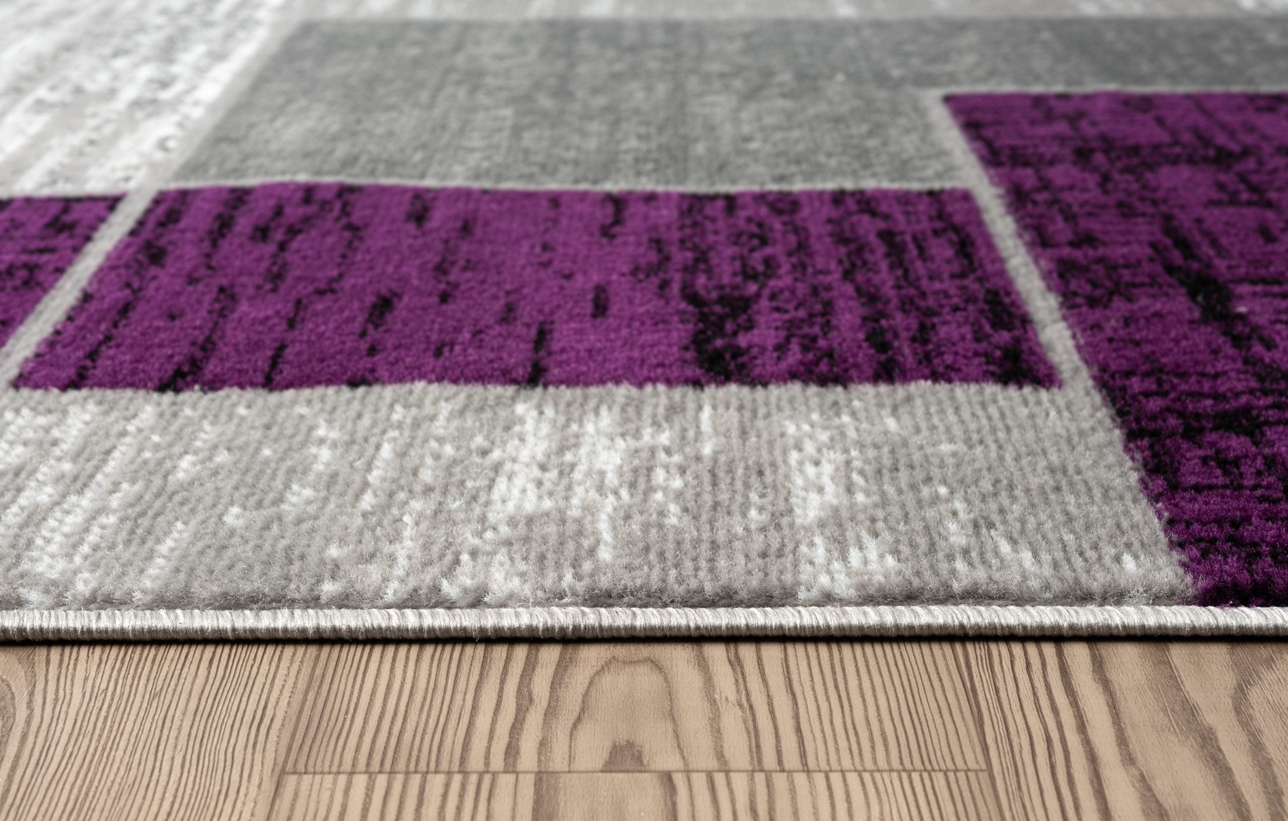 L'Baiet Verena Geometric Area Rug Purple Grey 2' x 6' Small Throw Rugs Carpet for Living Room, Bedroom, Dining Table, Office, Hallway, Foyer | Neutral Colorful Modern Abstract Home Decor
