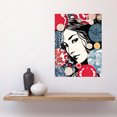 thumbnail image 2 of Modern Woman Portrait Bubbles and Patterns Colourful Blue Red Pop Art Halftone Large Wall Art Poster Print Thick Paper 18X24 Inch, 2 of 3