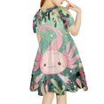 thumbnail image 3 of Yuyamidu Axolotl Princess Dresses for Kids Loose Daily Life Birthday Party Dress Formal Pleat Dress Girls' Short Sleeve Basic Skater Dress Cute Beach Dresses Size 9-10, 3 of 6