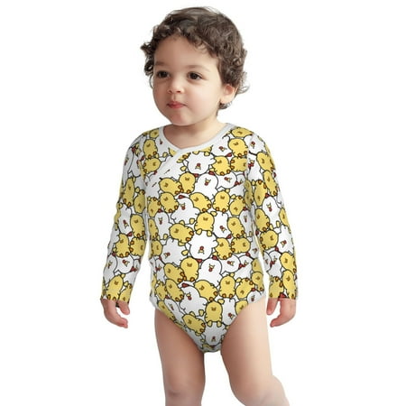 

Fotbe Cartoon Chicken Pattern Unisex-baby Long-sleeve Bodysuit Long Sleeve Bodysuits One-piece 100% Organic Cotton for Infant Baby Boys Unisex-3 Months