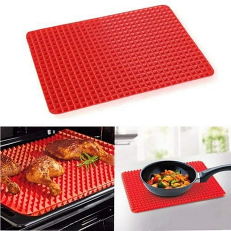 2 Pack - Pyramid Silicone Baking Mat - Cooking Sheets for Biscuits, Chicken, Cakes, Cookies, Bread, Muffins and More - Non-Stick Fat Reducing Mats for Healthy Cooking - 16