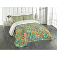 thumbnail image 3 of Ambesonne Cartoon Animal Quilted Bedspread Set 3 Pcs, Comic Fun Faces, Queen Size, Multicolor, 3 of 5