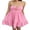 Pink, variant on Womens Y2K Strapless Tube Dress Twist Knot Front Cut Out Babydoll Dress Smocked Backless Flowy Ruffle Hem Dresses
