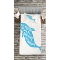 thumbnail image 3 of Ambesonne Dolphin Quilted Bedspread Set 2 Pcs, Hand Drawn Sea Mammal, Twin Size, Sky Blue White, 3 of 3