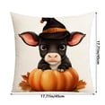 thumbnail image 3 of Almohada decorativa, fundas de almohada de seda, fundas de almohada, fundas de almohada de otoño, estampado de calabaza y vaca bebé de Halloween, decoración de sala de estar, estilo de cola, almohadas, 3 of 6