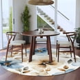 thumbnail image 4 of 6Ft Round Rug, Blue Brown Spring Floral Non-Skid Rubber Backing Large Area Rugs - Living Room Bedroom Home Office, Summer Botanical Watercolor Indoor Floor Mat Carpets Washable Rug, 4 of 9